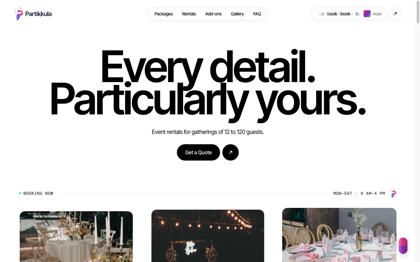 Partikkula homepage: Every detail. Particularly yours.