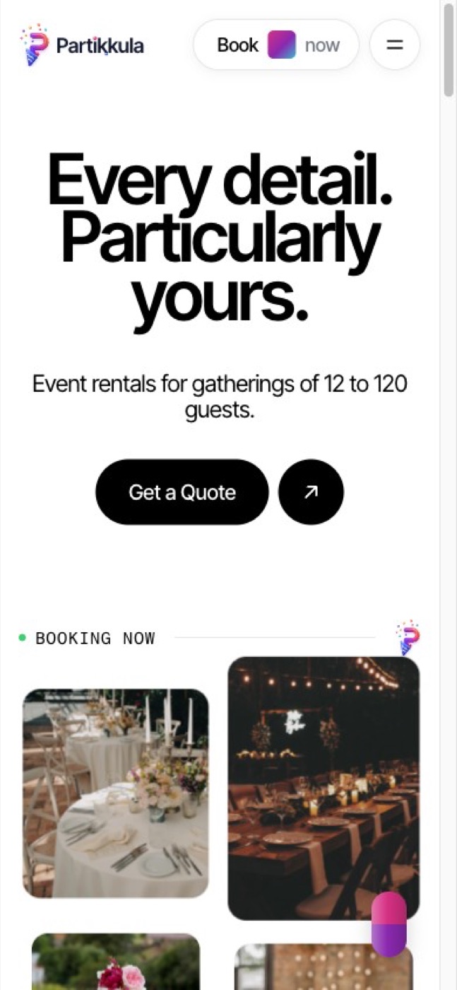 Partikkula homepage on a phone